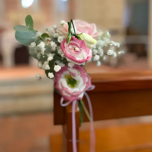 Cérémonie d'Eglise tons rose/blanc