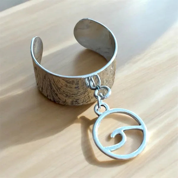 Bague manchette, Acier inoxydable argent, à personnaliser