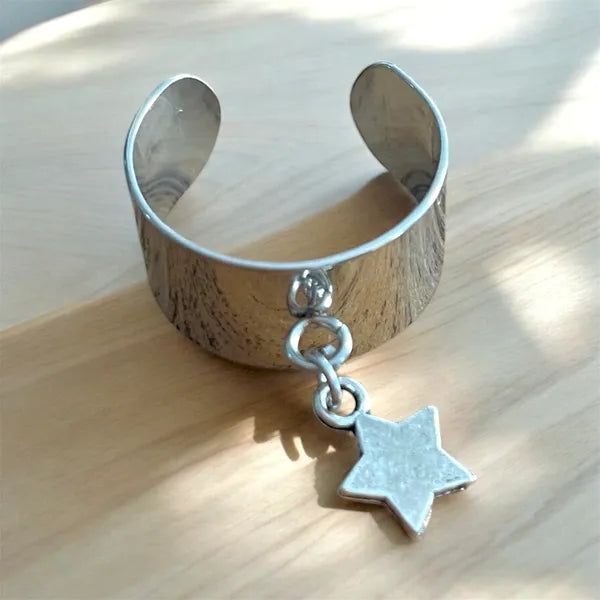 Bague manchette, Acier inoxydable argent, à personnaliser