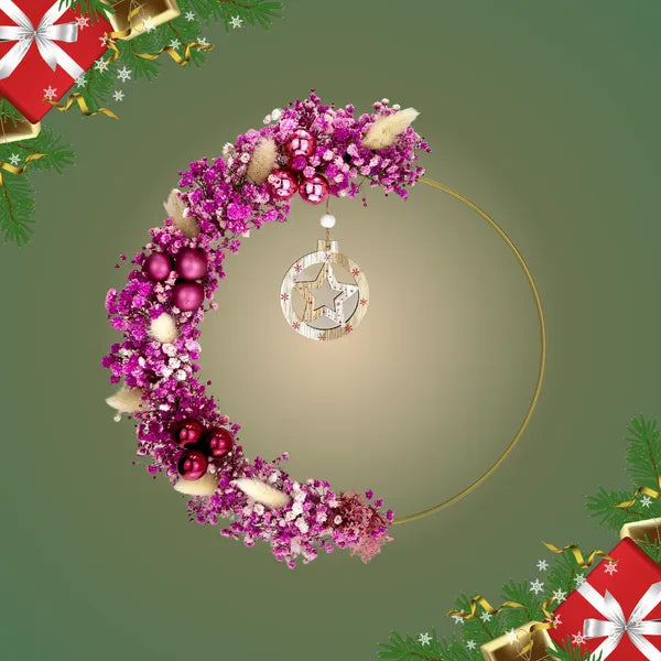 NOËL, Couronne de Noël ROSE, Décoration, Idée cadeau de Noël