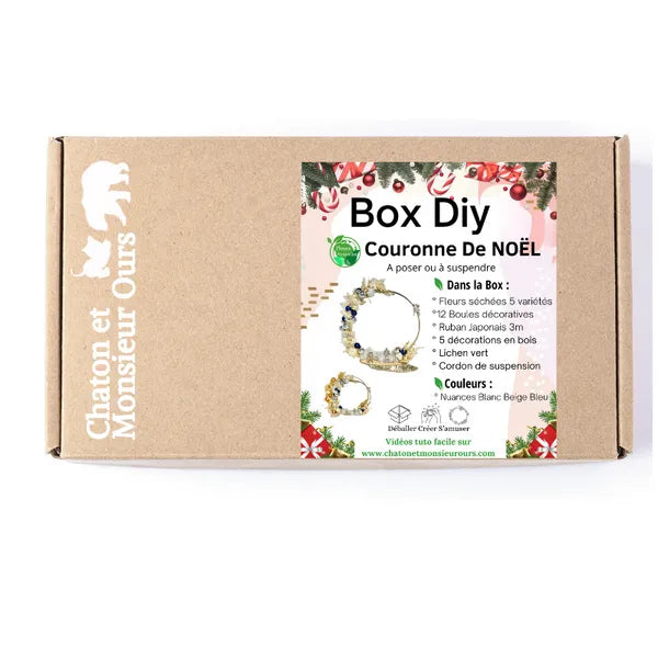 NOËL BOX DIY, Couronne de Noël  à faire soi-même, Bleu et Argent