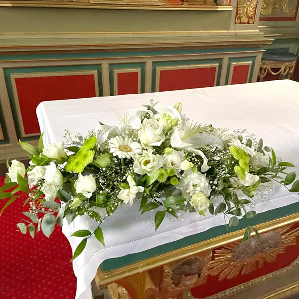 Cérémonie d'Eglise tons blanc/vert