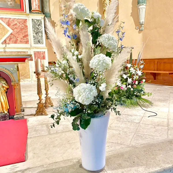 Cérémonie d'Eglise tons blanc/vert