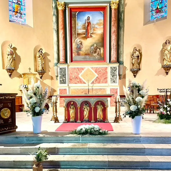 Cérémonie d'Eglise tons blanc/vert