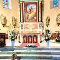 Cérémonie d'Eglise tons blanc/vert