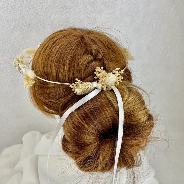 Couronne Bohème Palm nuances de blanc beige - Accessoire mariage