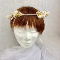 Couronne Bohème Palm nuances de blanc beige - Accessoire mariage