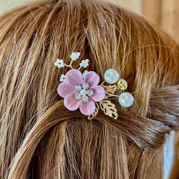 Barrette à Cheveux Fleur Blanc - Accessoire Mariage - Pince à Cheveux Grande Fleur - Alliage & Polyester - 3
