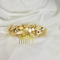 Peigne Bohème Palm nuances de blanc beige - Accessoire mariage