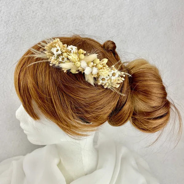 Peigne Bohème Palm nuances de blanc beige - Accessoire mariage